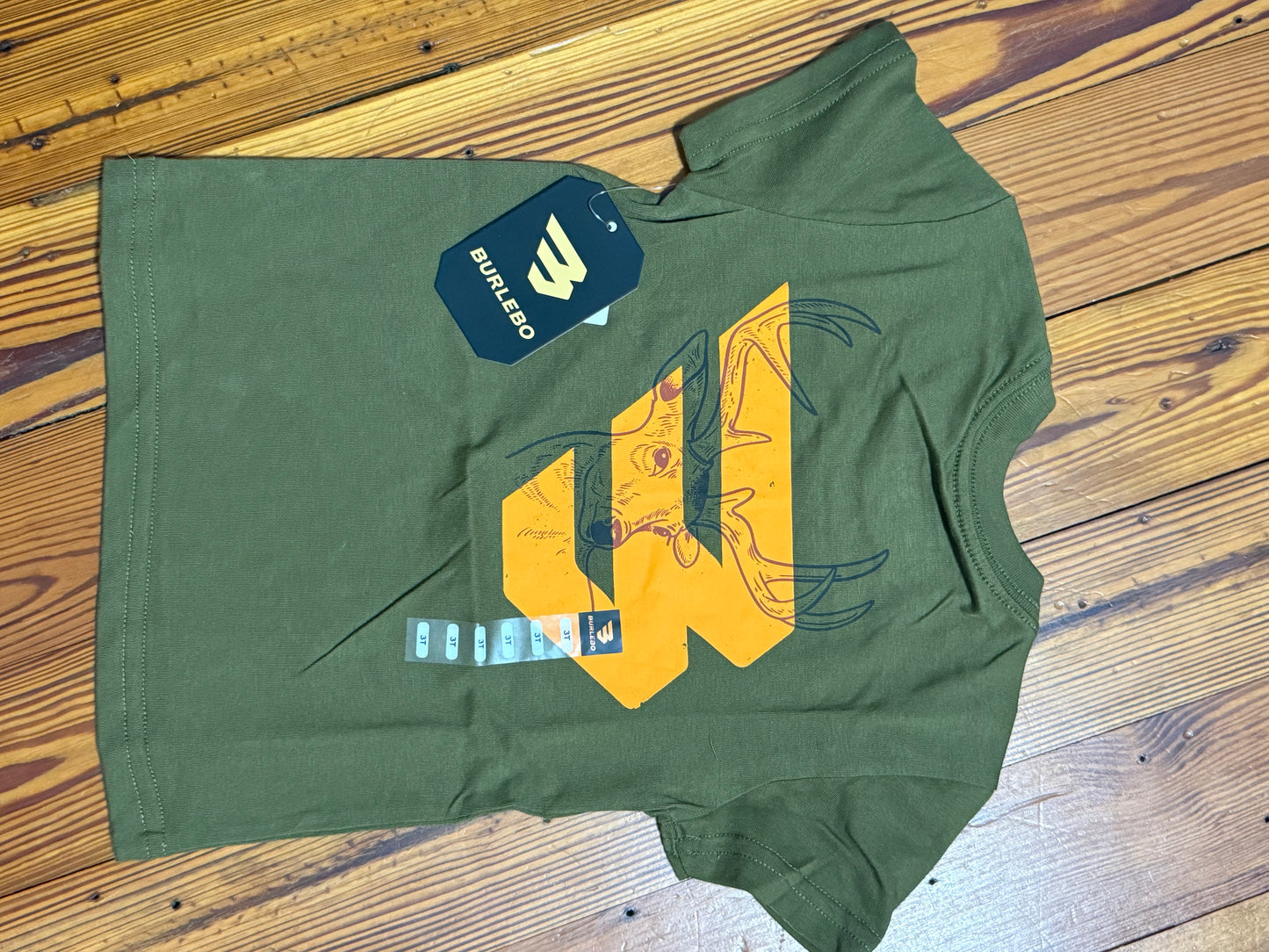 YOUTH SHORT SLEEVE
TEE - DEER FLYING B (ORANGE) LOGO -
HUNTER GREEN Fl/ Tx