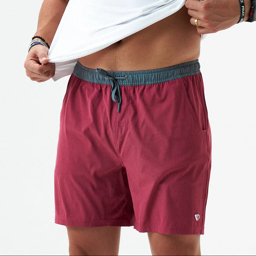 Heather Cardinal Athletic
Shorts With Topo Camo Pocket Burlebo Tx/ Fl