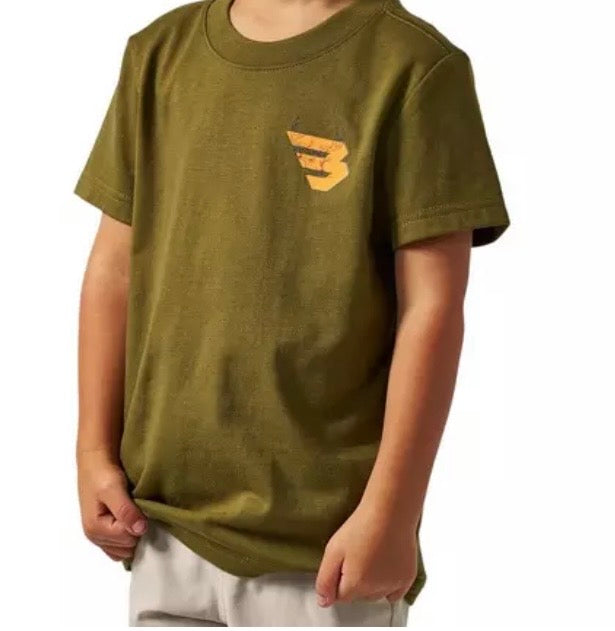 YOUTH SHORT SLEEVE
TEE - DEER FLYING B (ORANGE) LOGO -
HUNTER GREEN Fl/ Tx