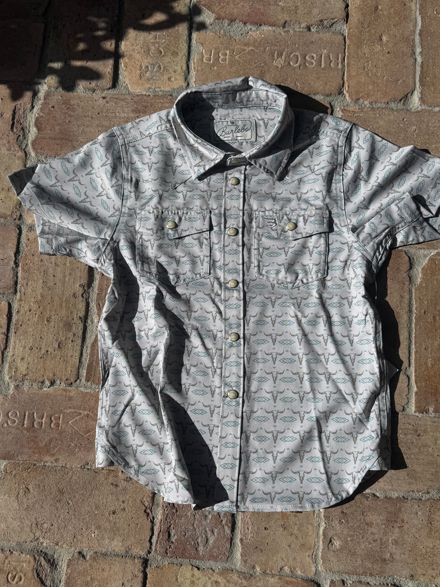 Skull Rancher Youth Burlebo Western Performance Shirt with Pearl Snaps
