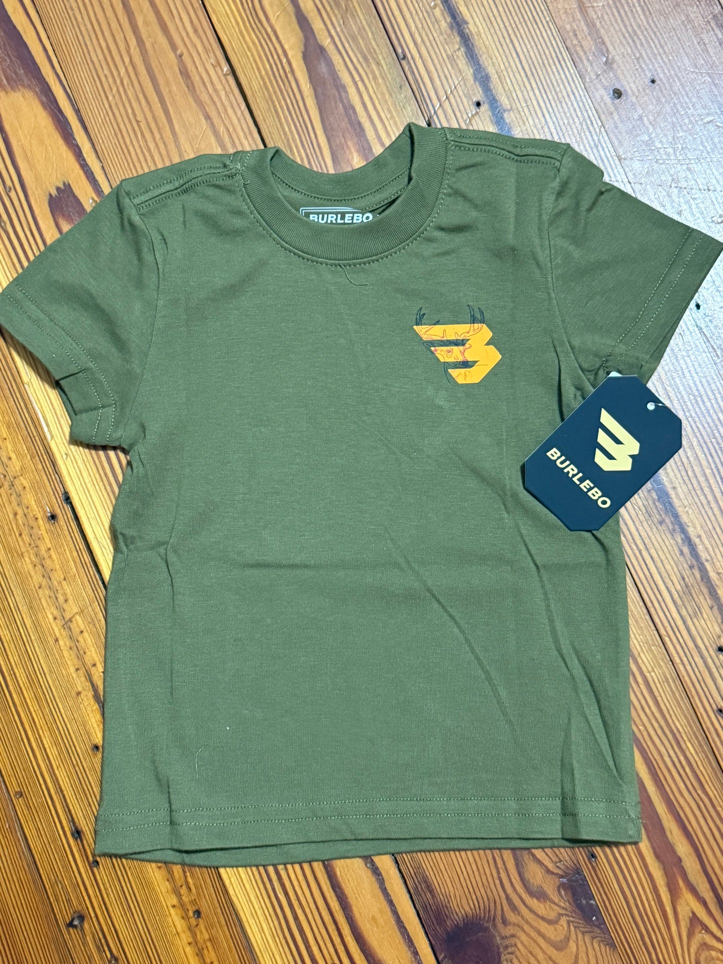 YOUTH SHORT SLEEVE
TEE - DEER FLYING B (ORANGE) LOGO -
HUNTER GREEN Fl/ Tx