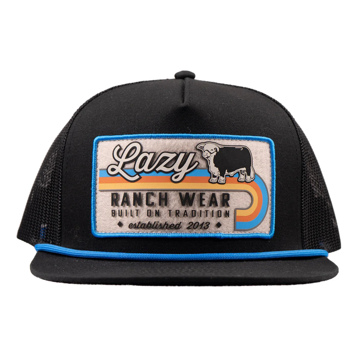 Lazy J Ranch Black Van Horn Classic Rope Trucker Hat
