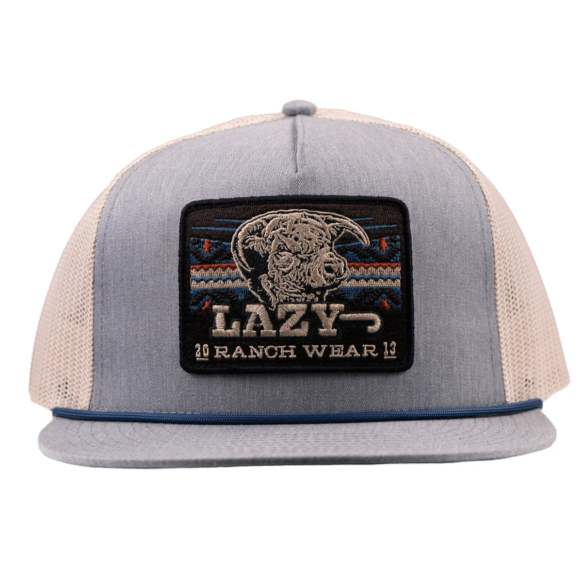 Lazy J Ranch Chambray & Tan Aztec Tribal Classic Rope Trucker Hat