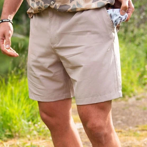 Cobblestone Khaki 7” Burlebo Everyday Shorts With Duck Hunt Pocket