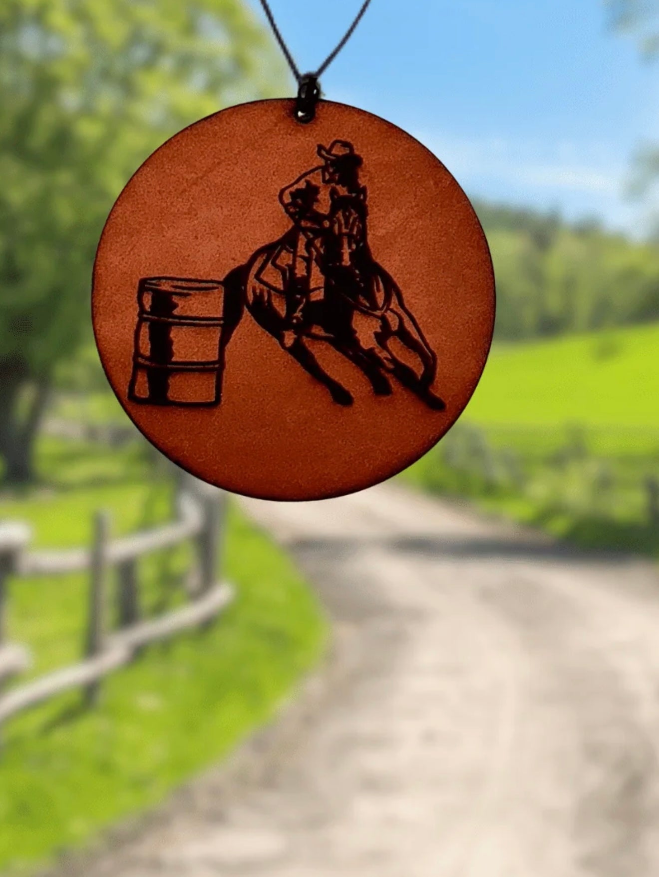 Barrel Racer Leather Car Freshie