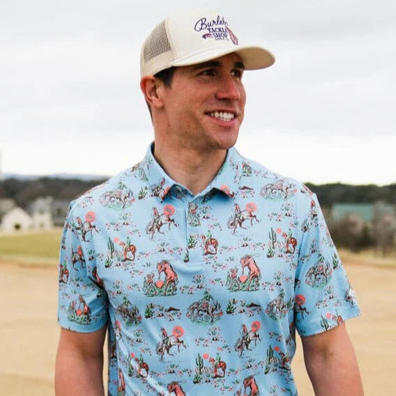 Burlebo Cowboy Up Blue Polo