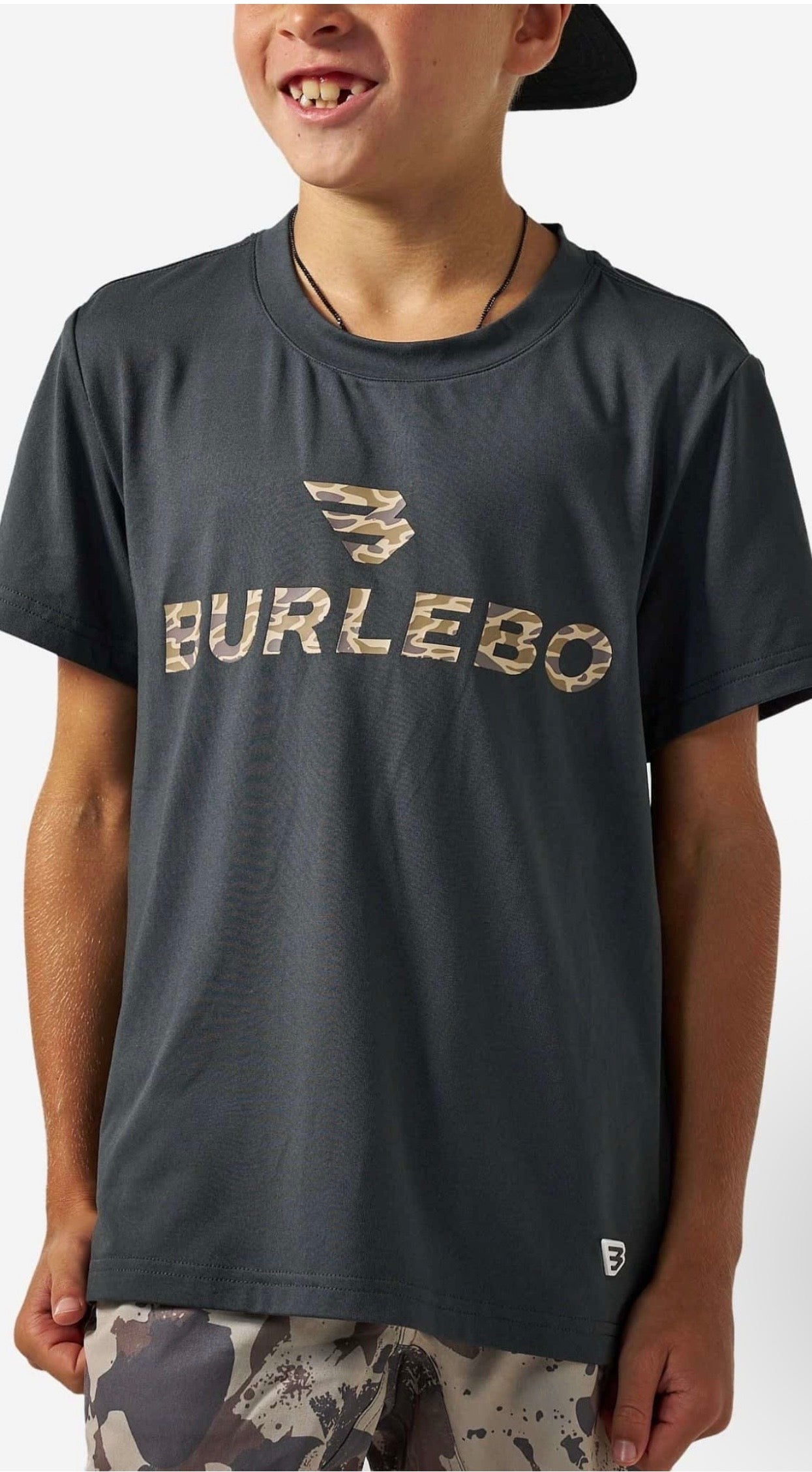 Youth Gun Metal Grey & Gauge Camo Flying B Go To Tee Fl/Tx