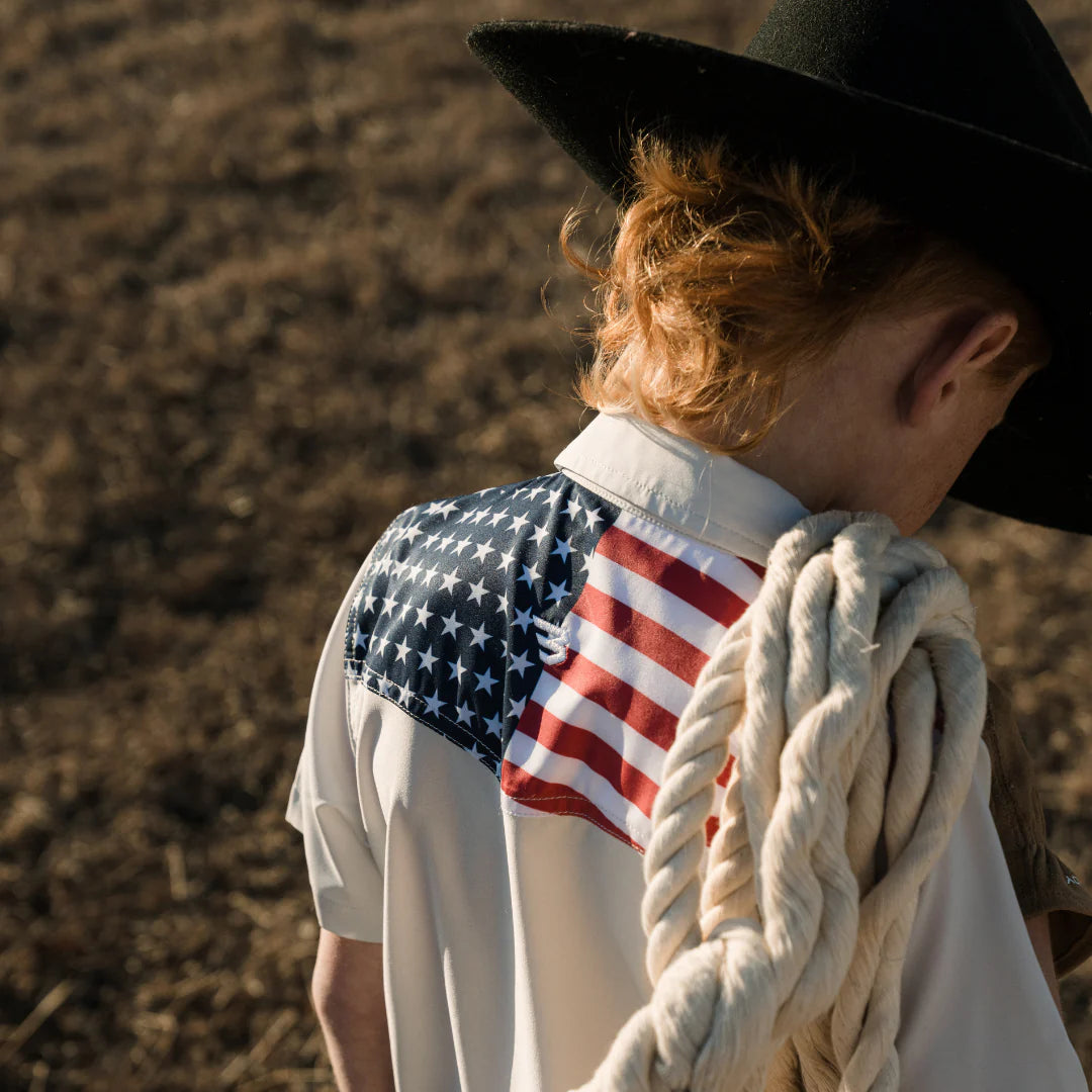 Youth Performance Western Shirt - Burlebo All American Fl/ Tx