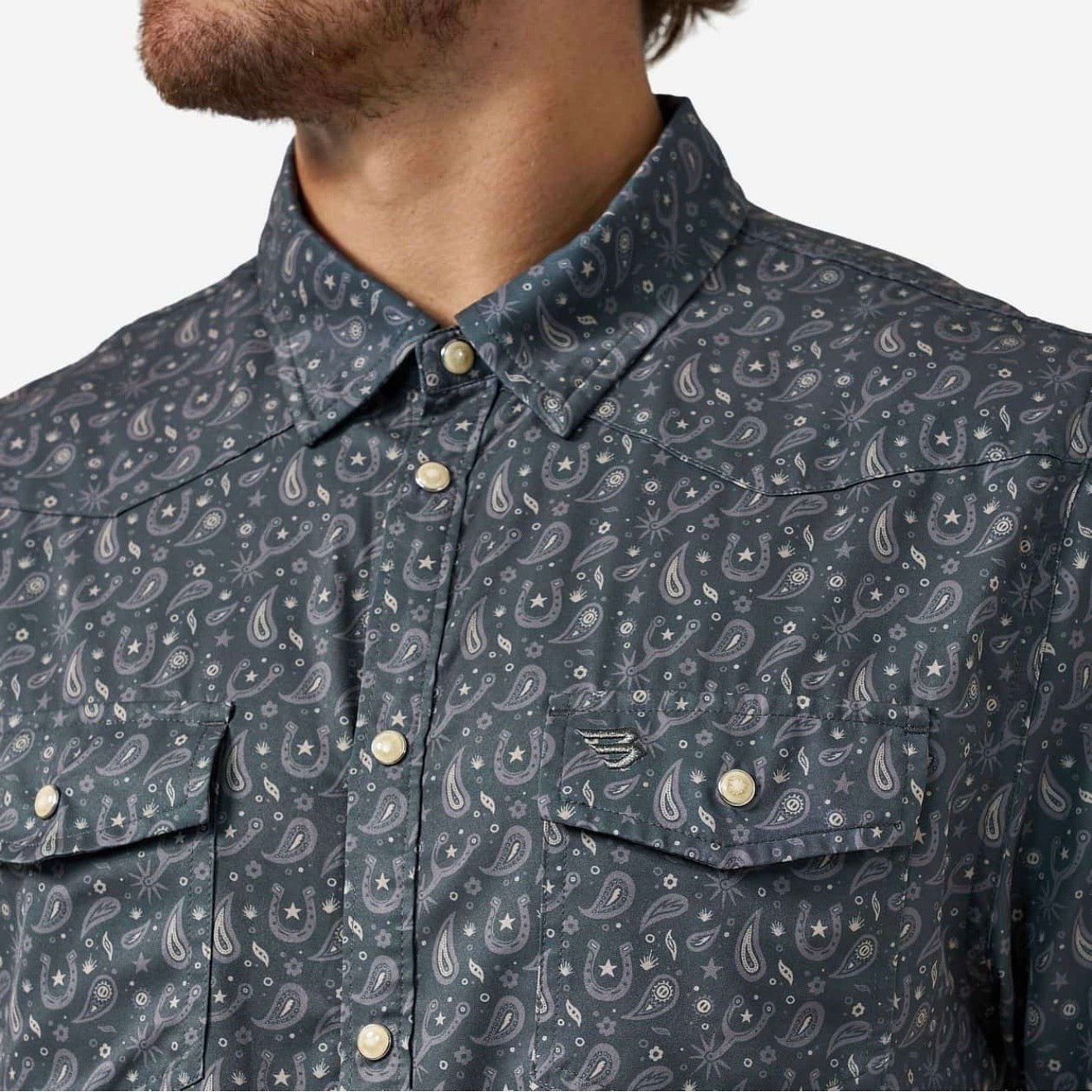 Paisley Spurs Burlebo Western Performance Shirt with Pearl Snaps Fl/ Tx