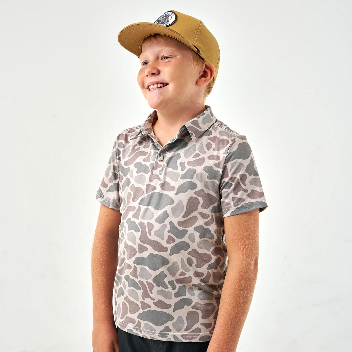 Classic Deer Camo Youth Burlebo Performance Polo Fl