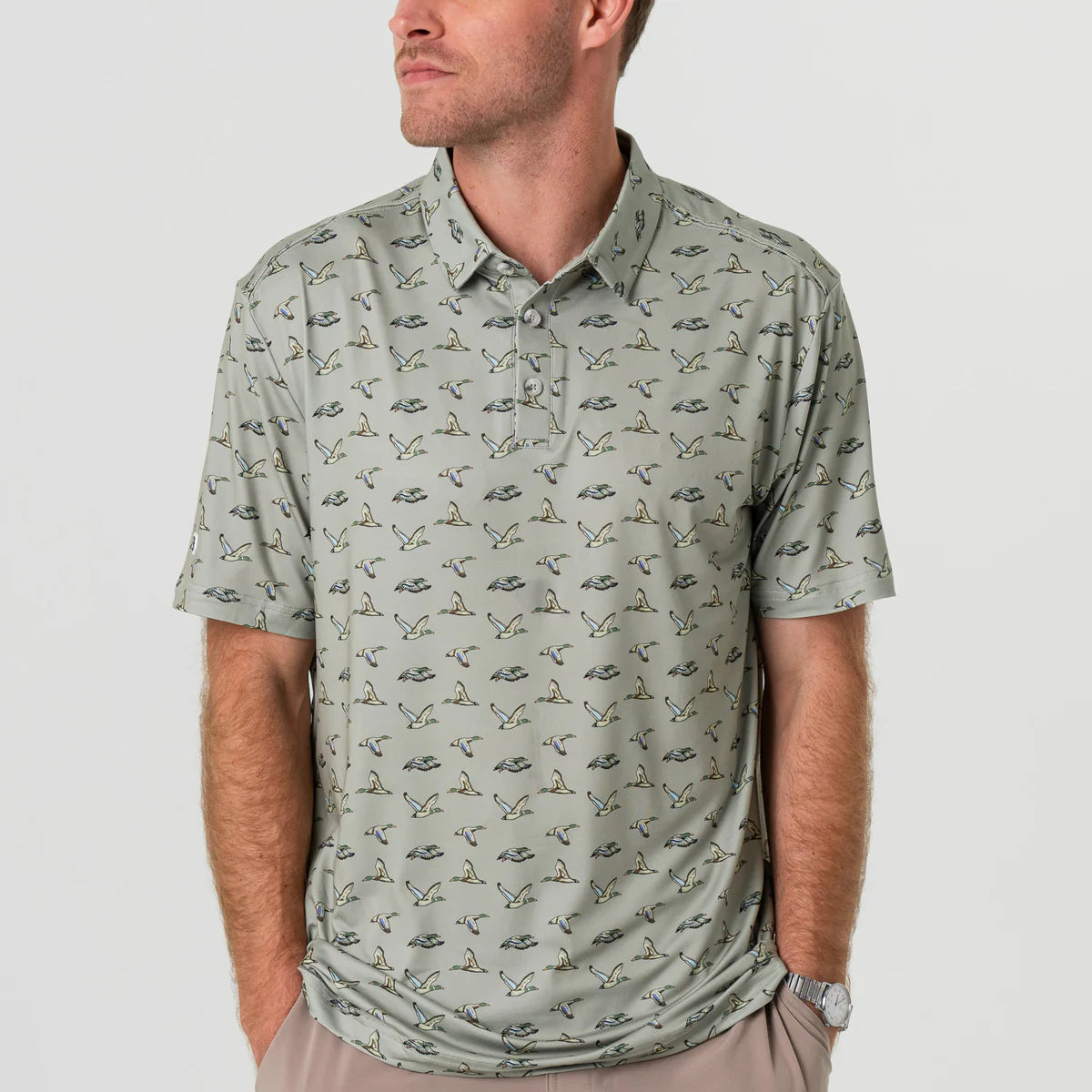 Flying Ducks Green Burlebo Performance Polo Fl/Tx