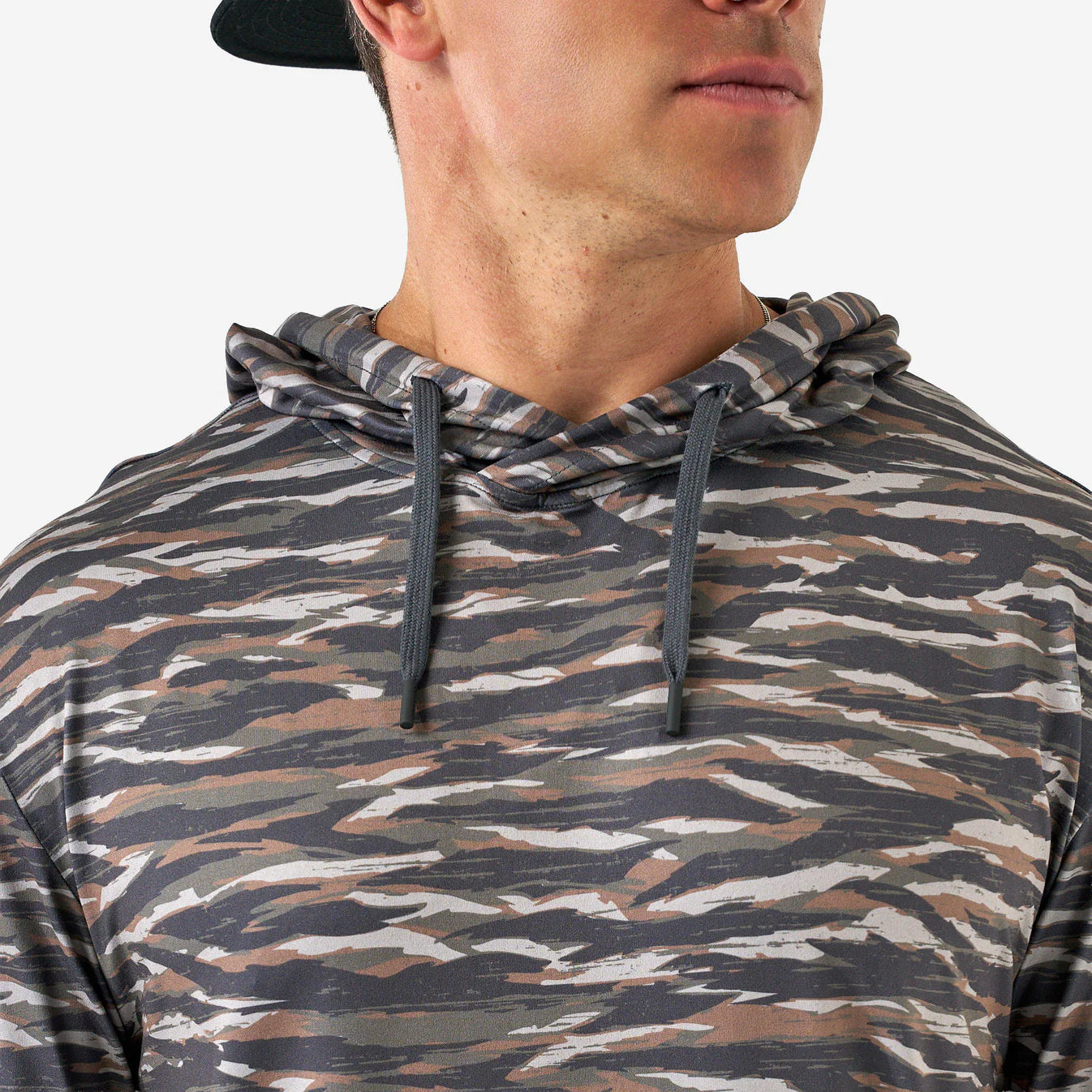 Tiger Stripe Wetland Camo Performance Hoodie Burlebo UPF 50 Sun Protection Tx/ Fl