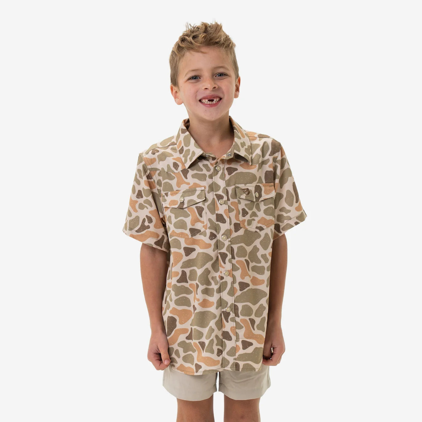 Venado Camo Youth Performance Western Shirt With Pearl Snaps