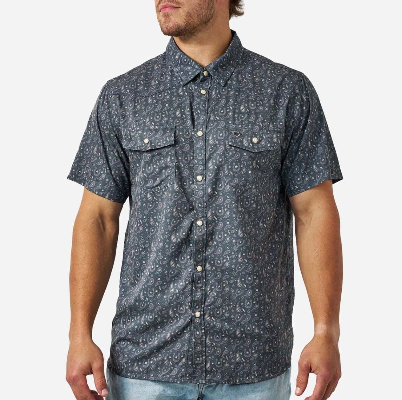 Paisley Spurs Burlebo Western Performance Shirt with Pearl Snaps Fl/ Tx