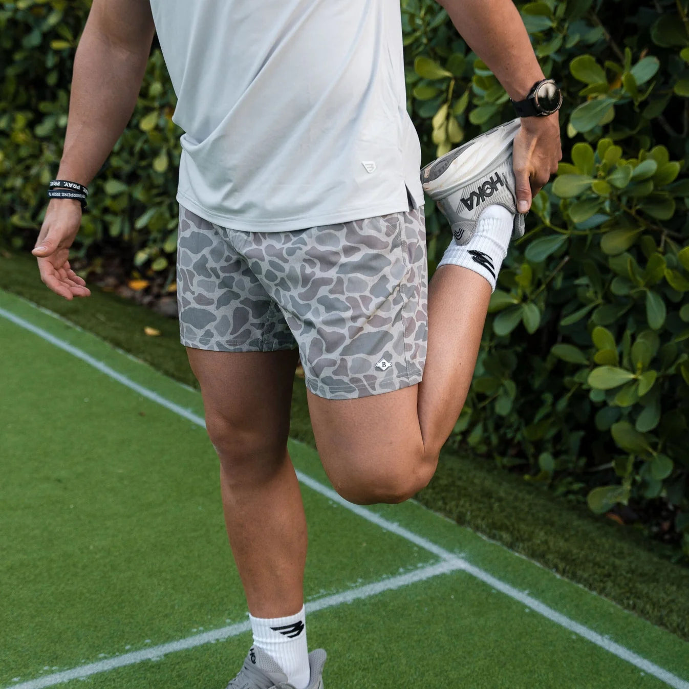 Classic Deer Camo Burlebo Athletic Shorts with Grey Pocket and Liner