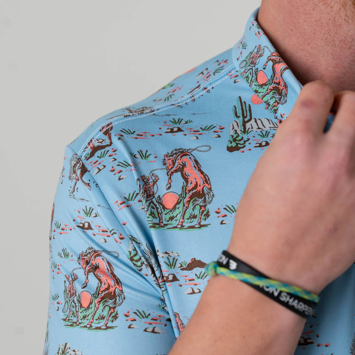 Burlebo Cowboy Up Blue Polo