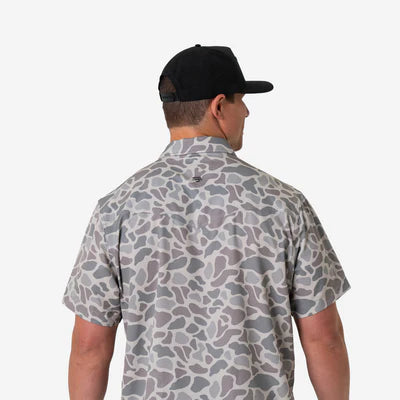Classic Deer Camo Western Performance Short Sleeve Burlebo Shirt with Pearl Snaps