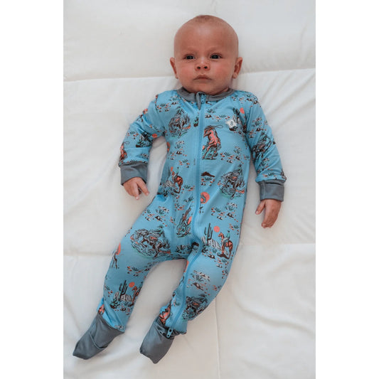 Cowboy Up Blue Burlebo Baby Zip Up