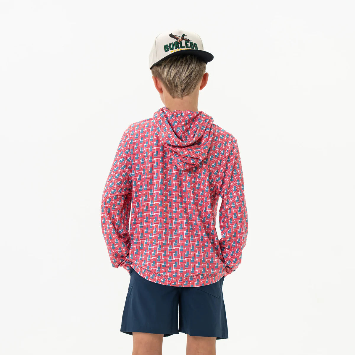Youth American Flag Burlebo Performance Hoodie with UPF 50 Sun Protection