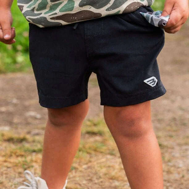 Heather Black Youth Everyday Shorts with Retro Duck Camo Pocket Burlebo (TX)