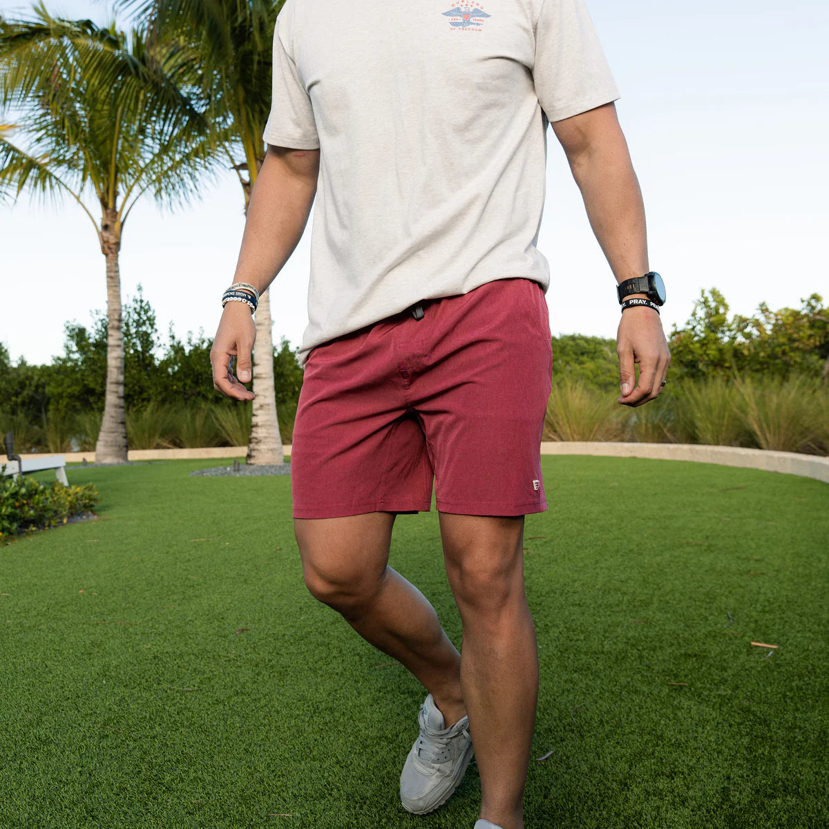 Heather Cardinal Athletic
Shorts With Topo Camo Pocket Burlebo Tx/ Fl