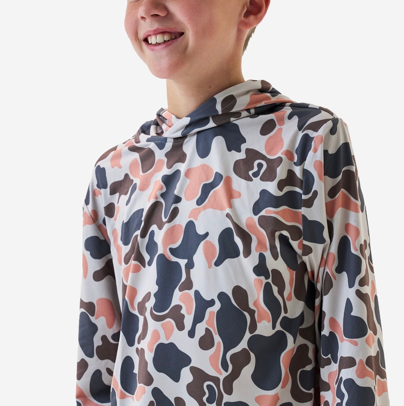 Vintage Camo Youth Burlebo Performance Hoodie with UPF 50 Sun Protection Fl/ Tx