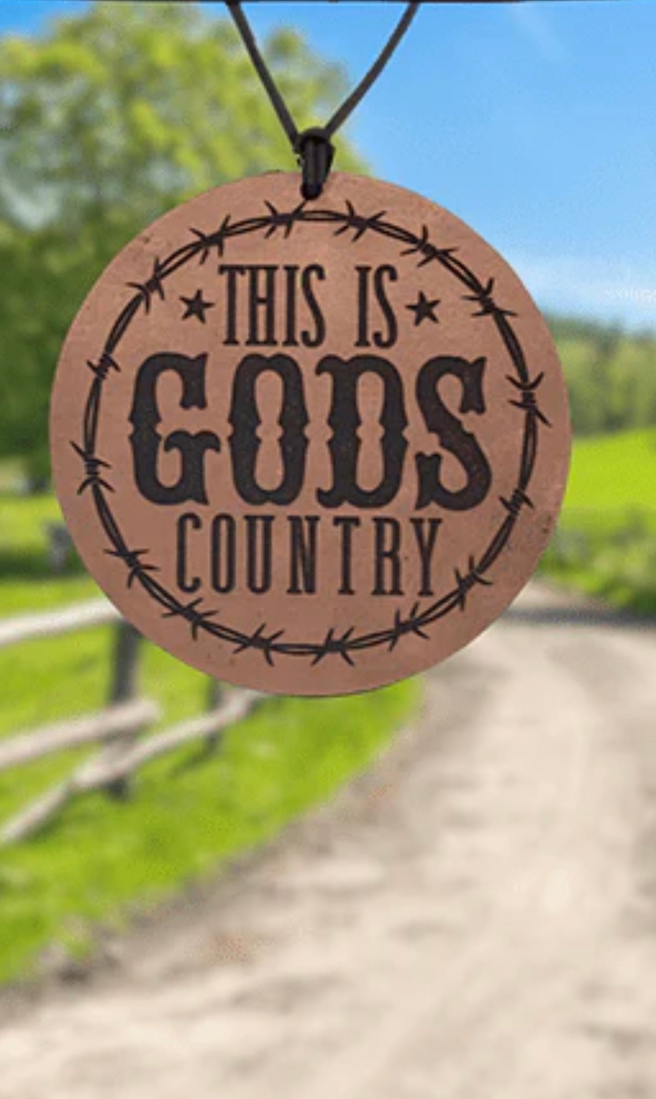 This Is Gods Country Leather Car Freshie