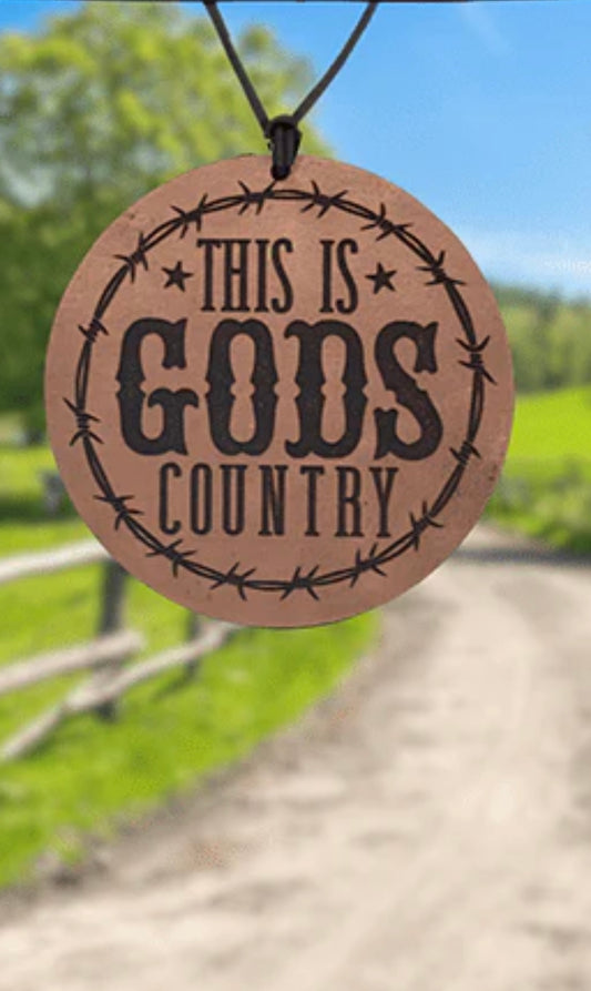 This Is Gods Country Leather Car Freshie