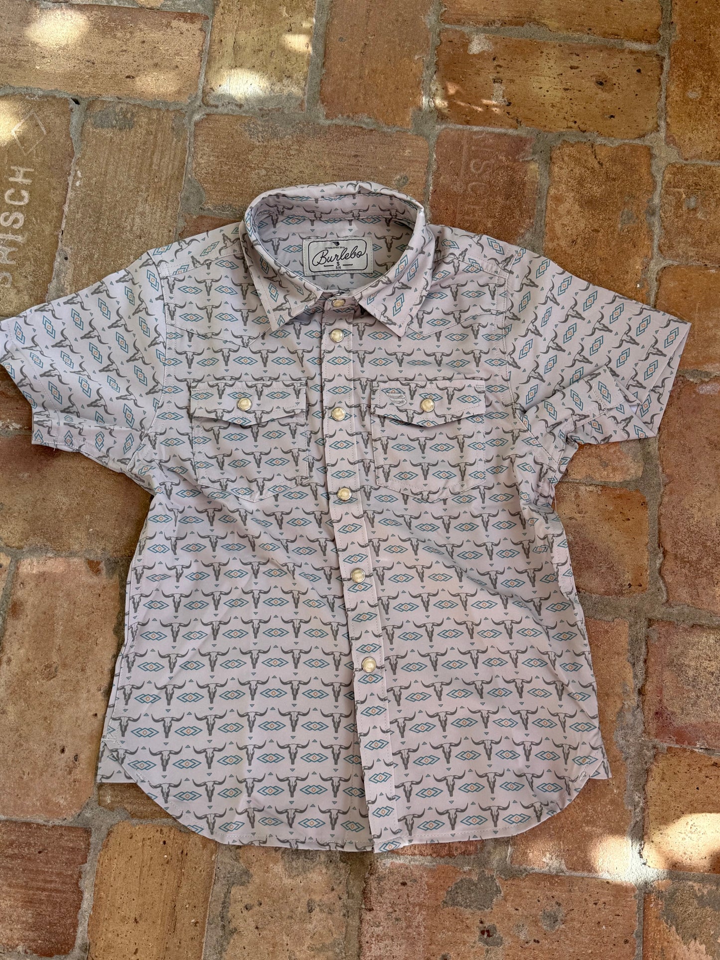 Skull Rancher Youth Burlebo Western Performance Shirt with Pearl Snaps