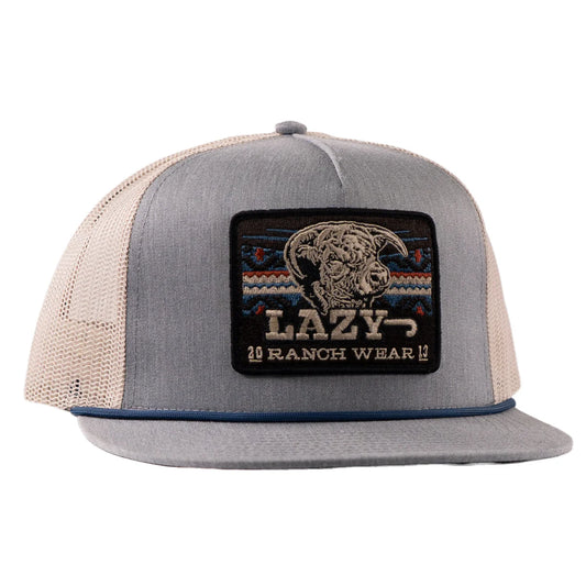 Lazy J Ranch Chambray & Tan Aztec Tribal Classic Rope Trucker Hat