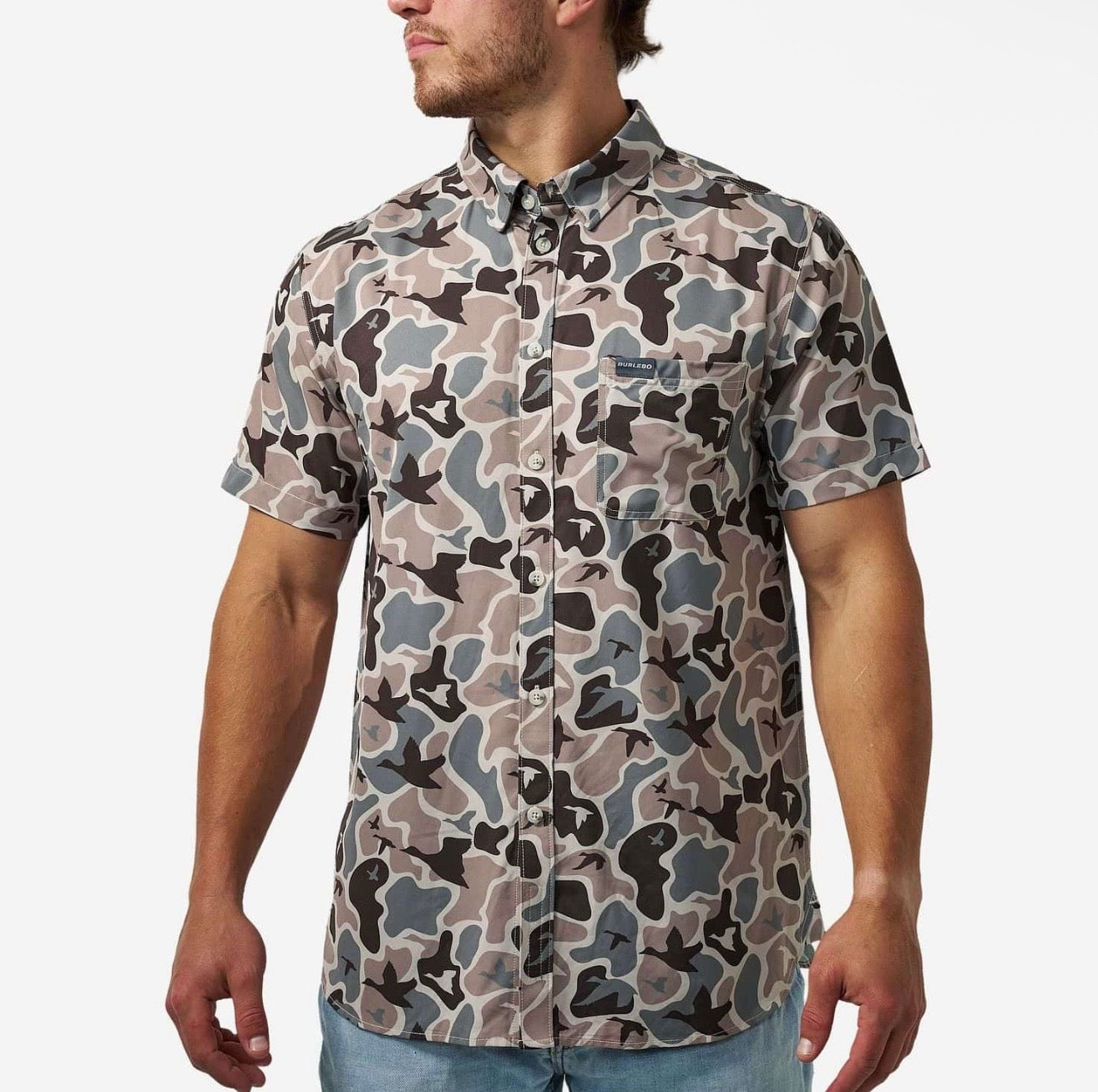 Mallard Mayhem Camo Performance Button Up Burlebo