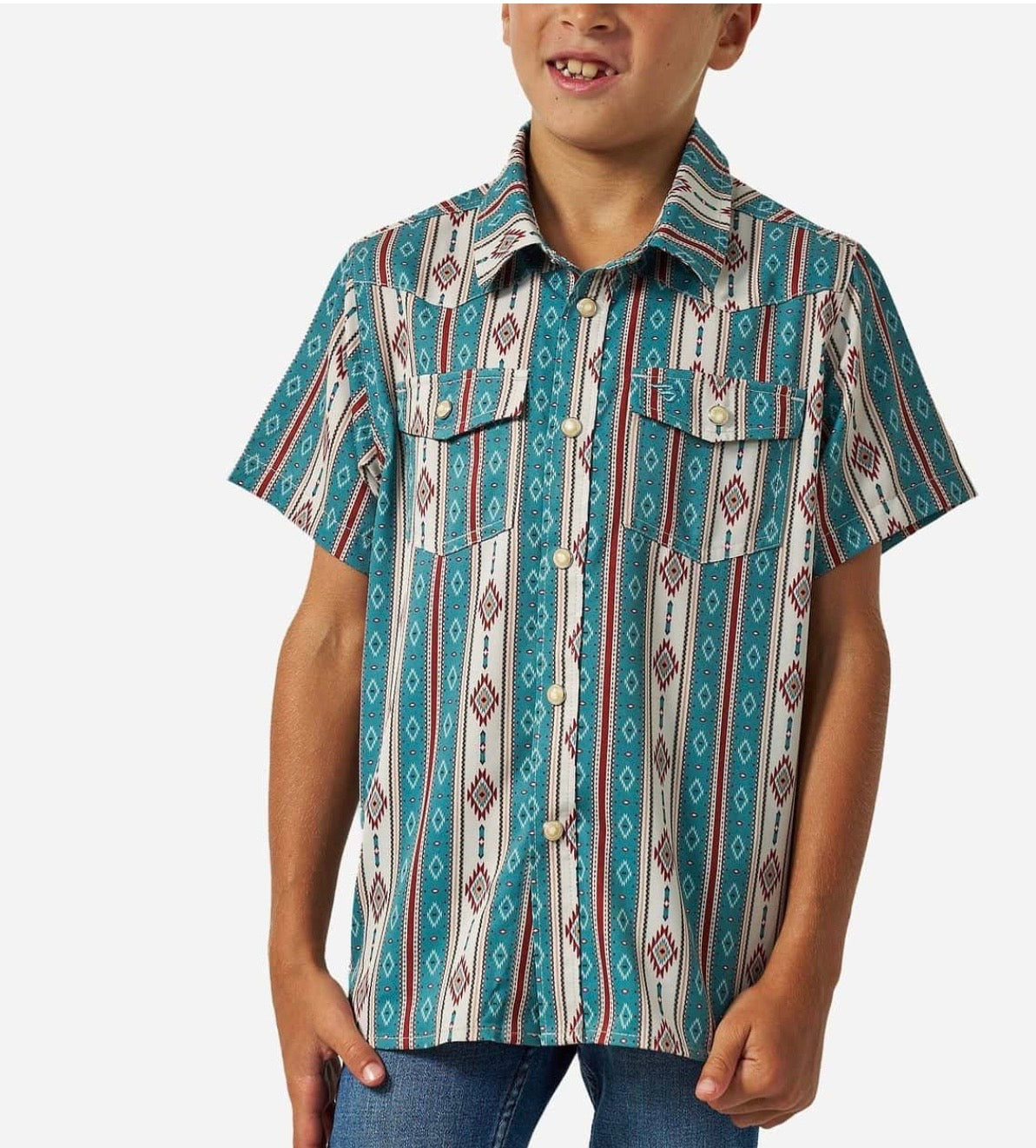 The Abbott Youth Burlebo Western Performance Shirt Fl/ Tx