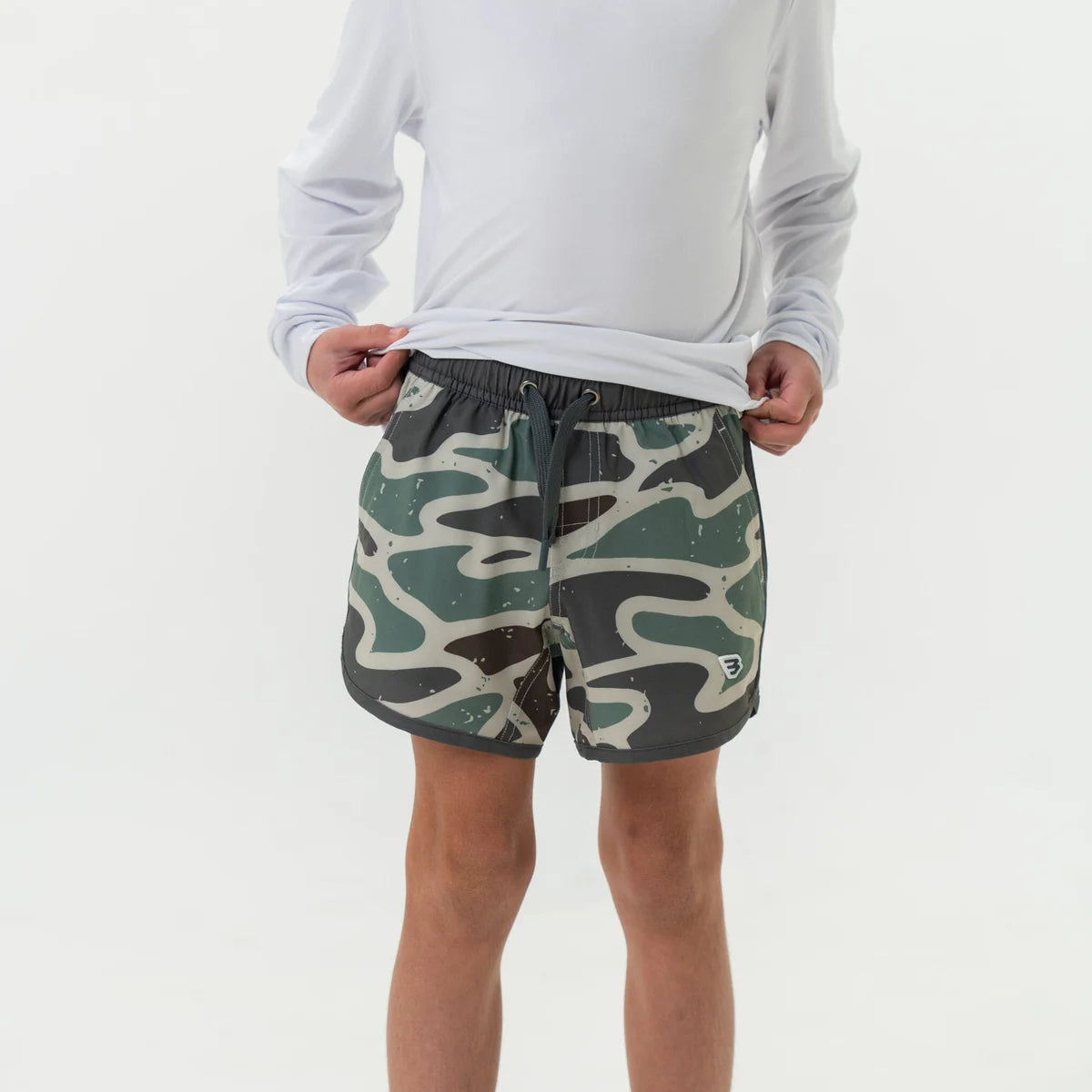 Jumbo Retro Duck Camo Youth Swim Trunks Burlebo TX