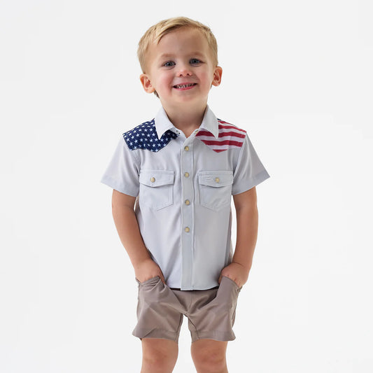 Youth Performance Western Shirt - Burlebo All American Fl/ Tx