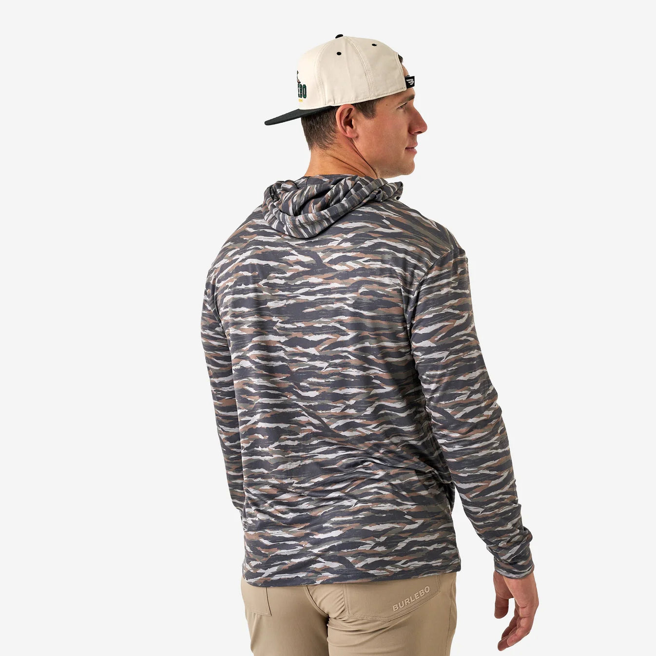 Tiger Stripe Wetland Camo Performance Hoodie Burlebo UPF 50 Sun Protection Tx/ Fl