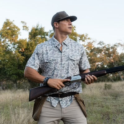 Classic Deer Camo Western Performance Short Sleeve Burlebo Shirt with Pearl Snaps