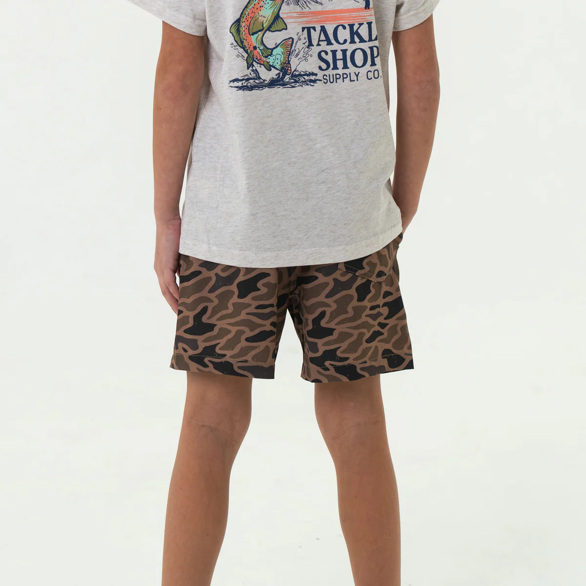 Gauge Camo Youth Everyday Shorts with Black Pocket Burlebo Tx