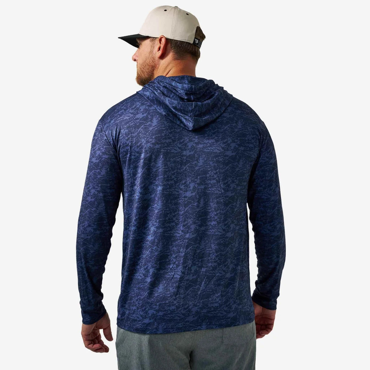 Marsh Camo Navy Burlebo Performance Hoodie UPF 50 Sun Protection Fl