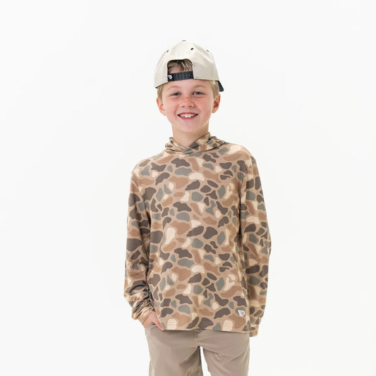 Pintail Camo Youth Burlebo Performance Hoodie with UPF 50 Sun Protection Fl