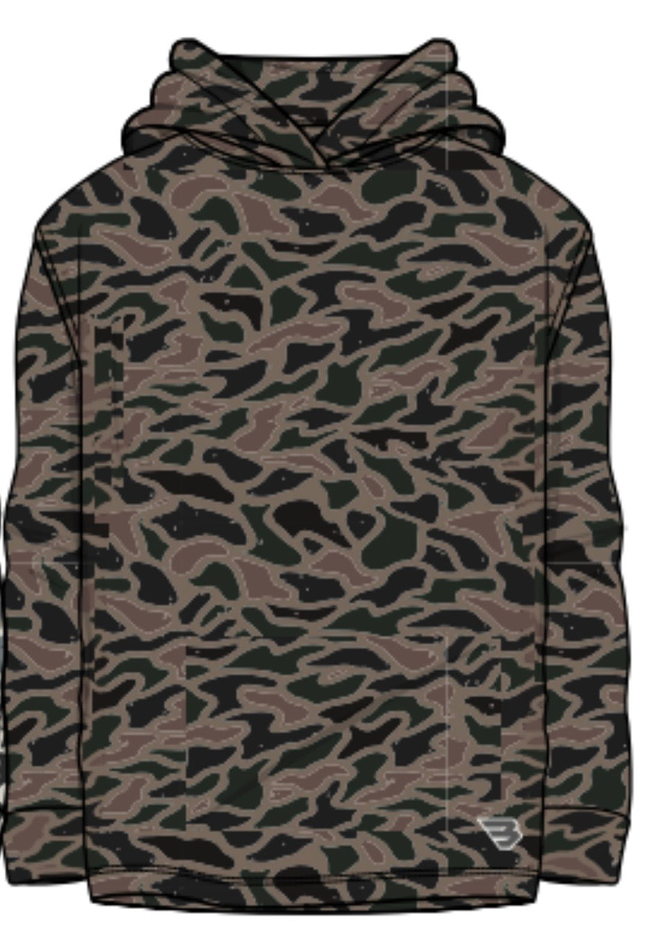 Youth Bendita Camo Burlebo Performance Hoodie with UPF 50 Sun Protection Fl/ Tx
