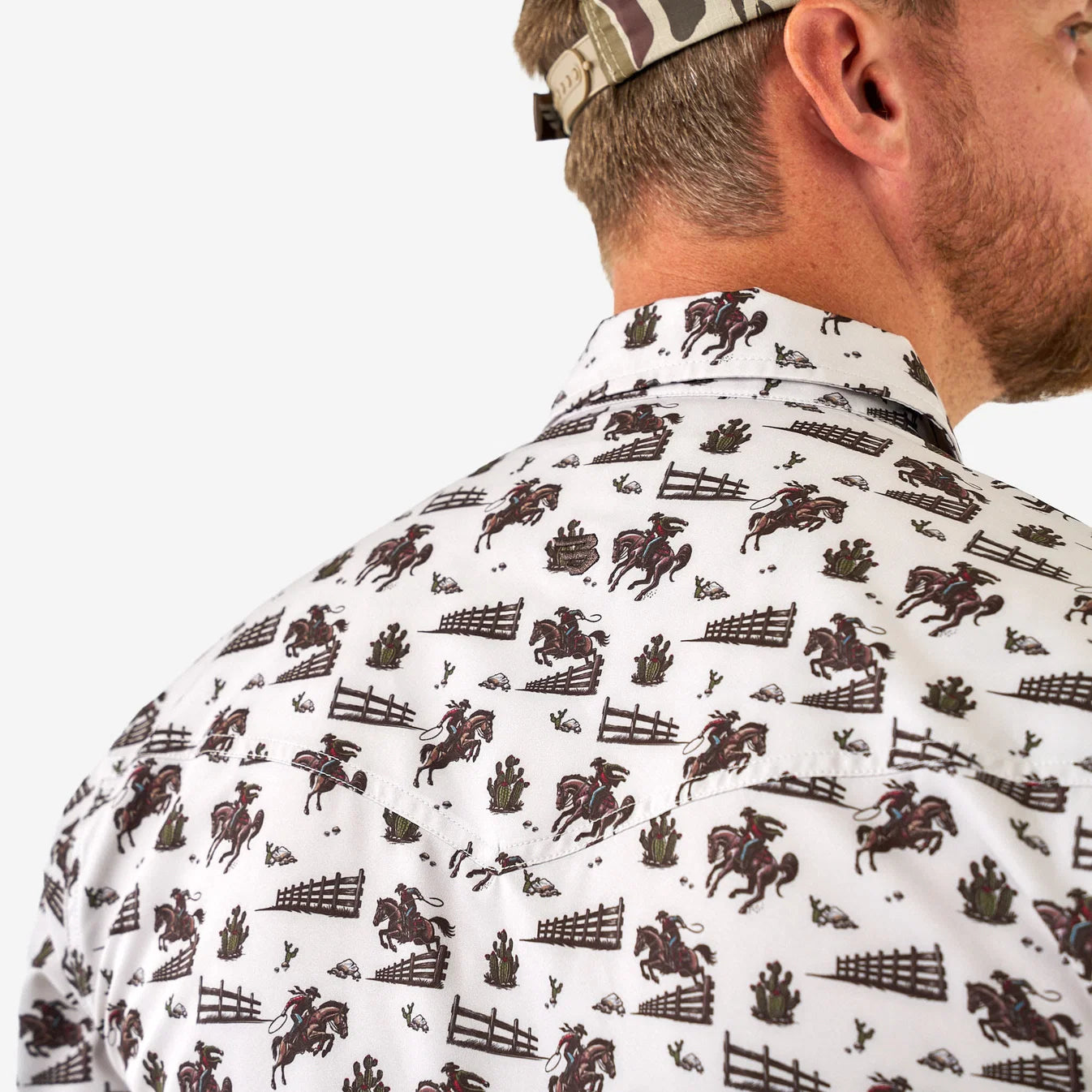 Cowboy Country Western Performance Short Sleeve Burlebo Shirt with Pearl Snaps