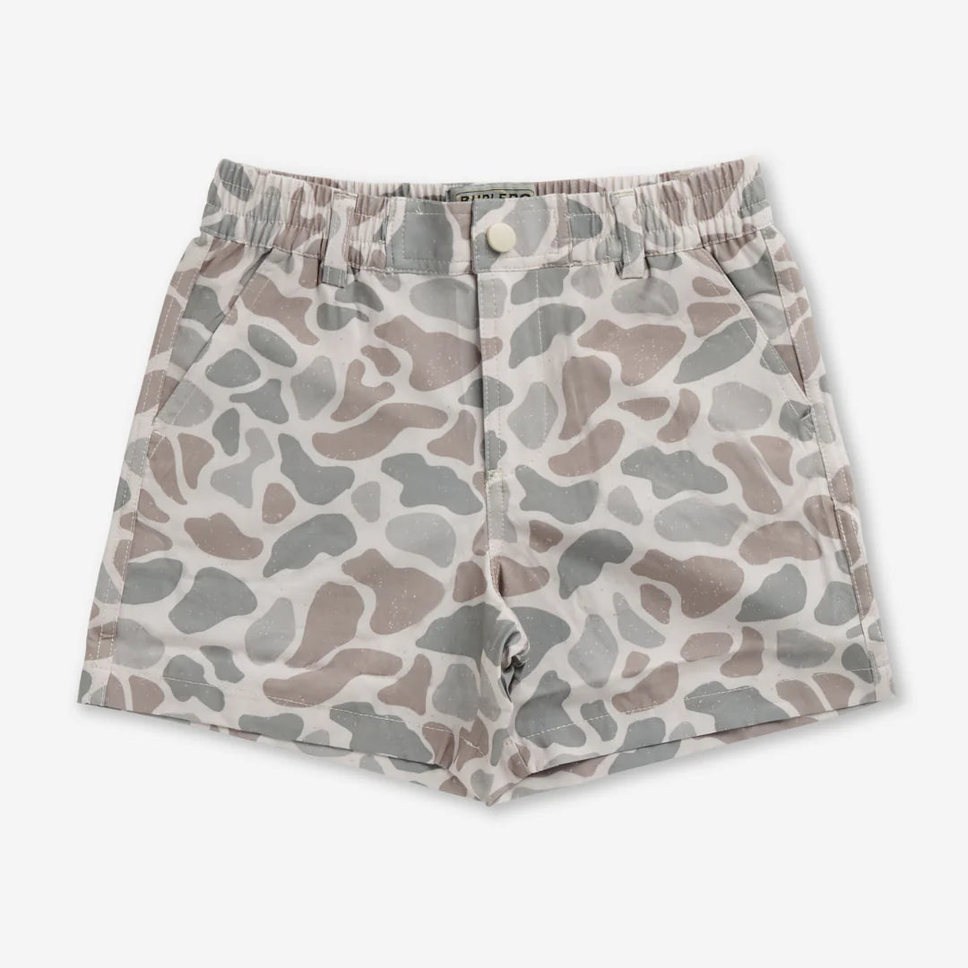 Classic Deer Camo Youth Burlebo Everyday Shorts With Grey Pocket