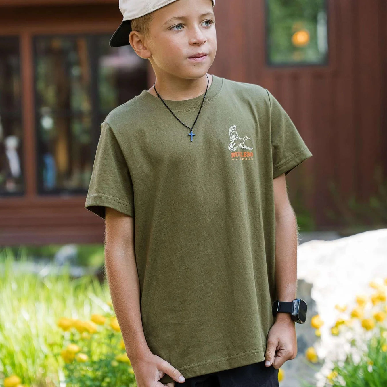 Duck Wild Hunter Green Burlebo Youth Short Sleeve T Shirt