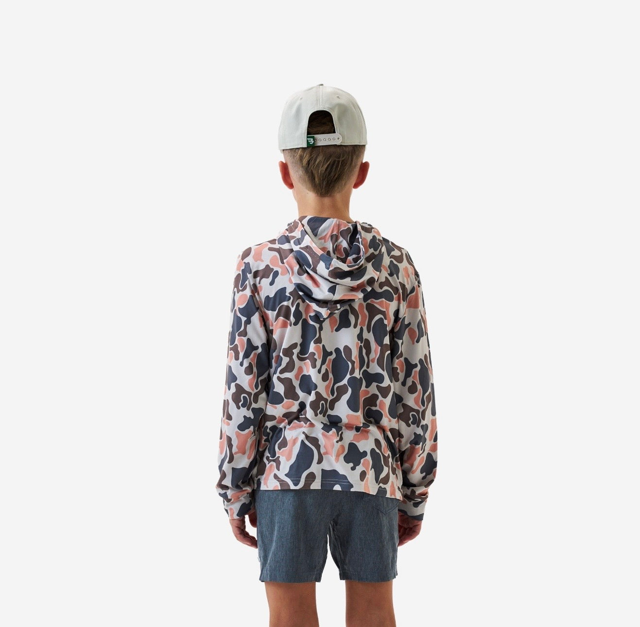 Vintage Camo Youth Burlebo Performance Hoodie with UPF 50 Sun Protection Fl/ Tx