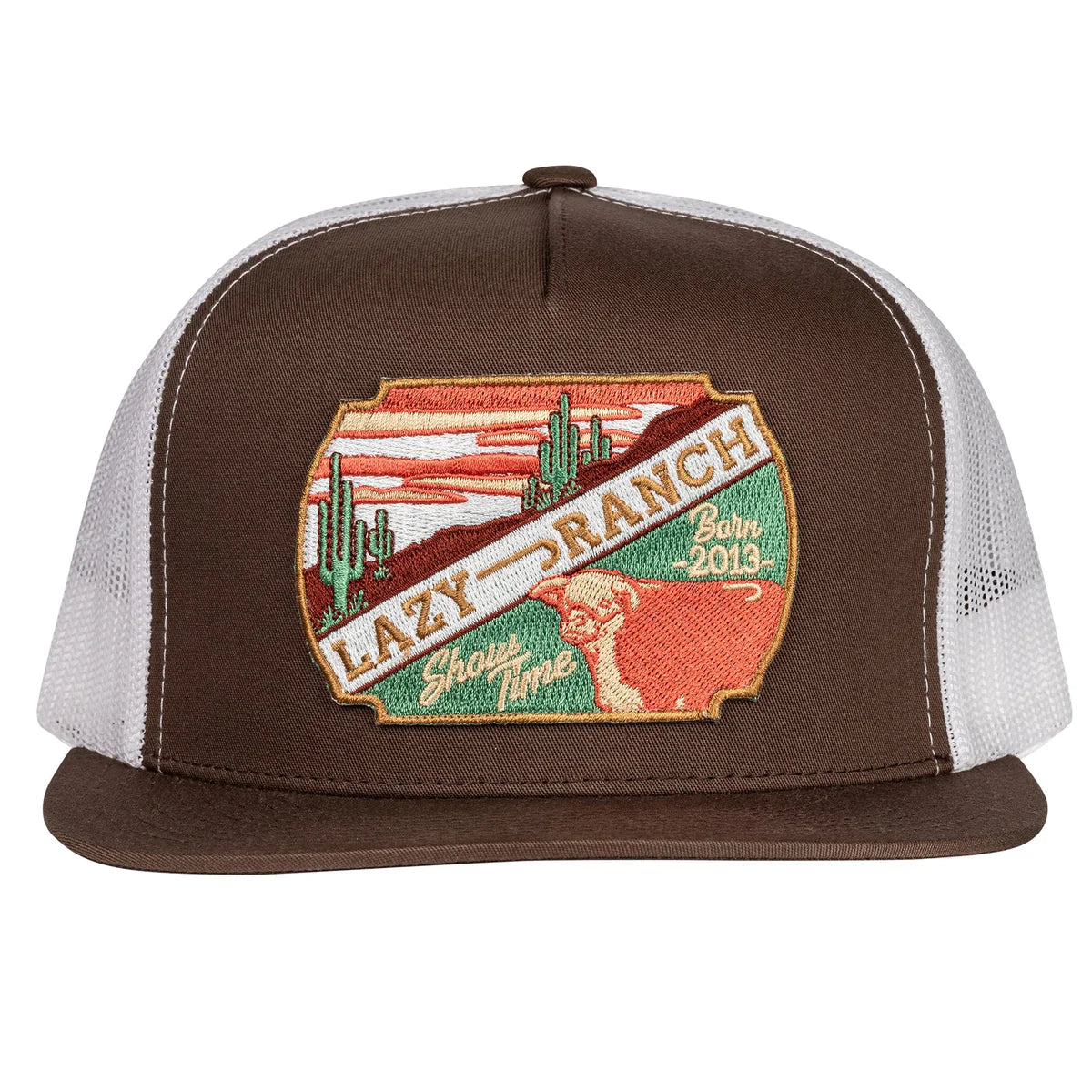 Lazy J Ranch Brown & White Desert Show Time Classic Five Panel Trucker Hat