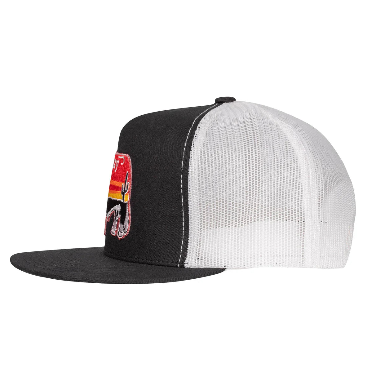 Lazy J Black & White Sunrise Bull Classic Five Panel Trucker Hat