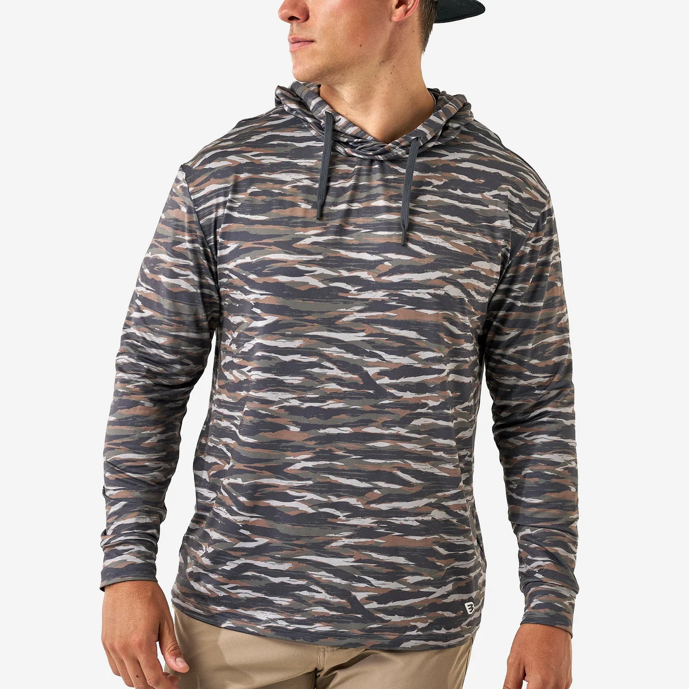 Tiger Stripe Wetland Camo Performance Hoodie Burlebo UPF 50 Sun Protection Tx/ Fl