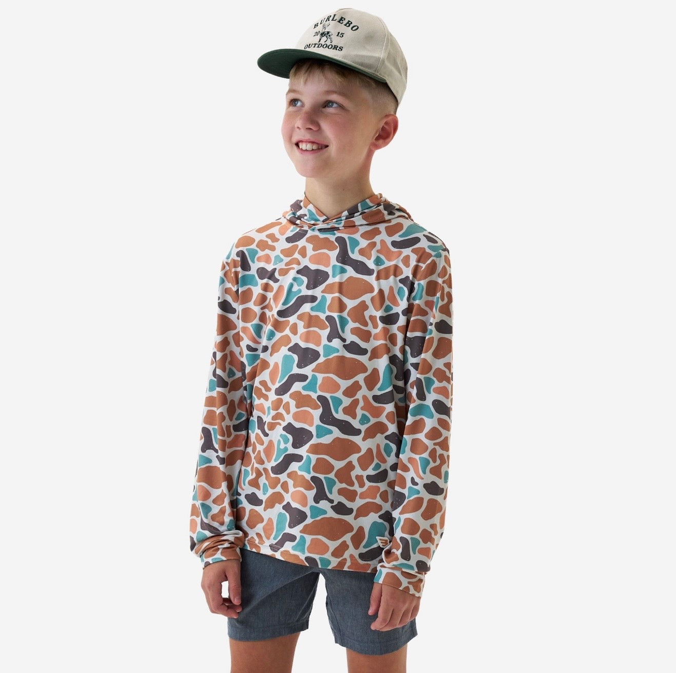 Bayside Camo Performance Youth Hoodie With UPF 50 Sun protection Fl/ Tx