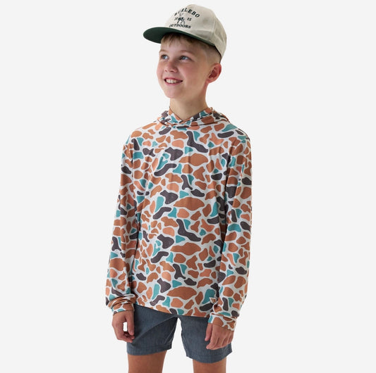 Bayside Camo Performance Youth Hoodie With UPF 50 Sun protection Fl/ Tx