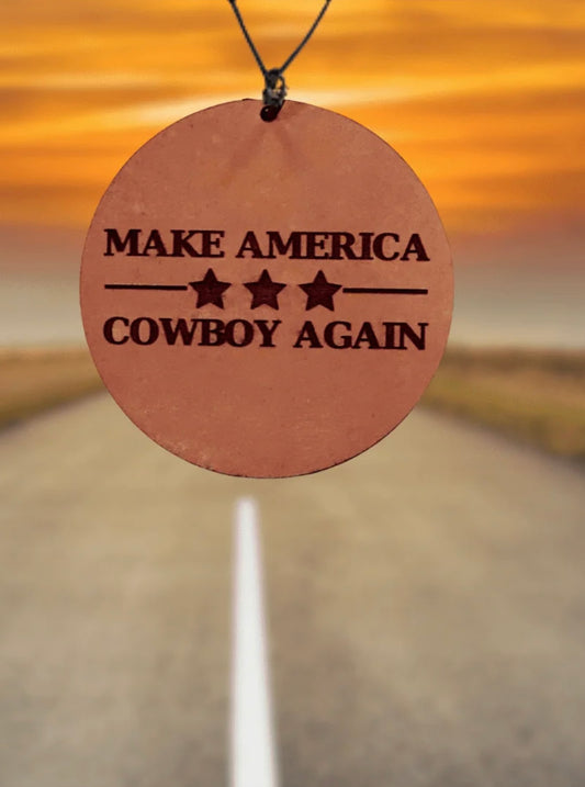 Make America Cowboy Again Leather Car Freshie